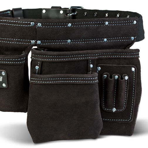 10260B • Professzionális bőr szerszámtartó öv - 7 zseb, 1 kalapácstartó, 4 ceruzatartó
