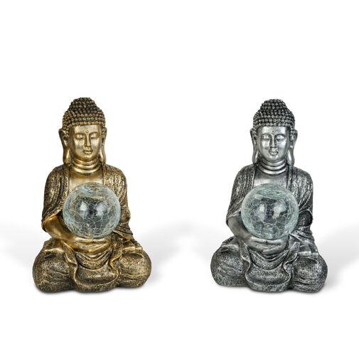 11268 • Szolár Buddha - 1 melegfehér LED - műgyanta - 17 x 15 x 26 cm - 2 féle