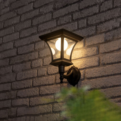 11404A • LED-es szolár lámpa - fali - 21 x 21 cm - 8 LED - fekete - melegfehér