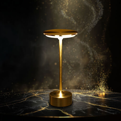 12502A • Asztali lámpa - arany színű fém - állítható színhőm, fényerő - akkumulátoros - USB