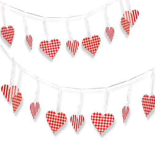 56096 • Girland - papír - piros kockás szívek - 2 m