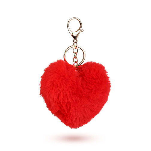 56101 • Kulcstartó - szív alakú - plüss, piros - 13 x 10 cm