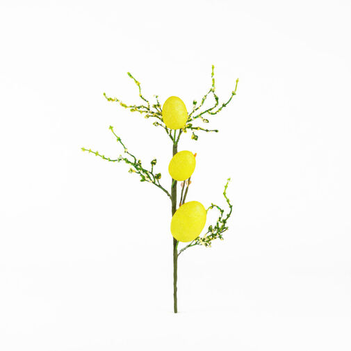 57965A • Húsvéti tojásfa ág - csillámos - sárga - 40 x 16 cm