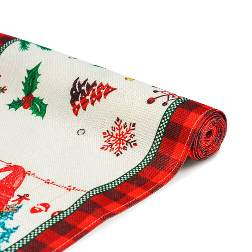 59732B • Karácsonyi dekoráció - asztalterítő futó - manós - 183 x 33 cm