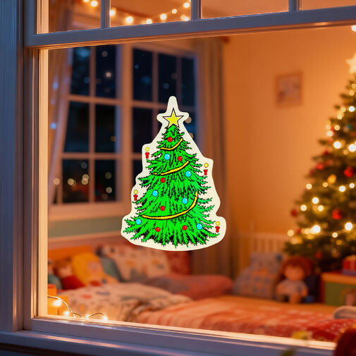 59736C • Karácsonyi ablakdekoráció - karácsonyfa - tapadókorongos - 30 x 29 cm