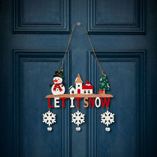 59742 • Karácsonyi dekoráció - akasztható - fa - csengettyűvel - 23 x 20 cm - 2 féle