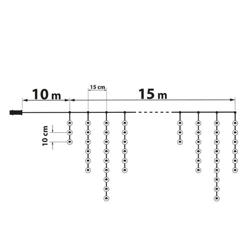 59770W • Fényfüzér függöny - 15 m - melegfehér - 600 LED - 100-240V - 6W - átlátszó kábel